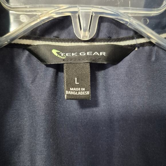 Tek Gear Mens Large Windbreaker Jacket Full Zip Hidden Hood Navy Blue - Picture 4 of 16